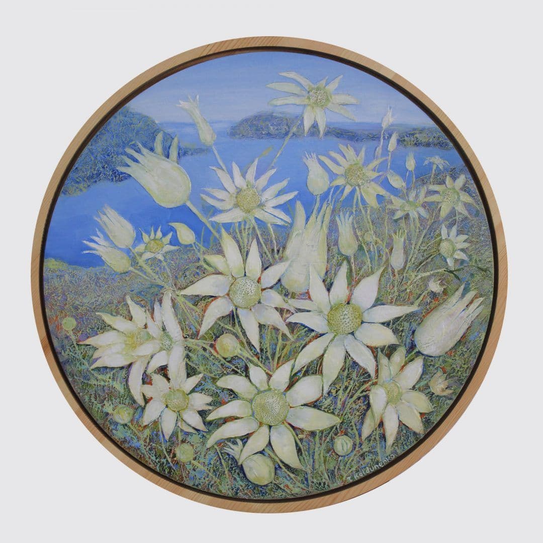 Flannel flowers round artwork