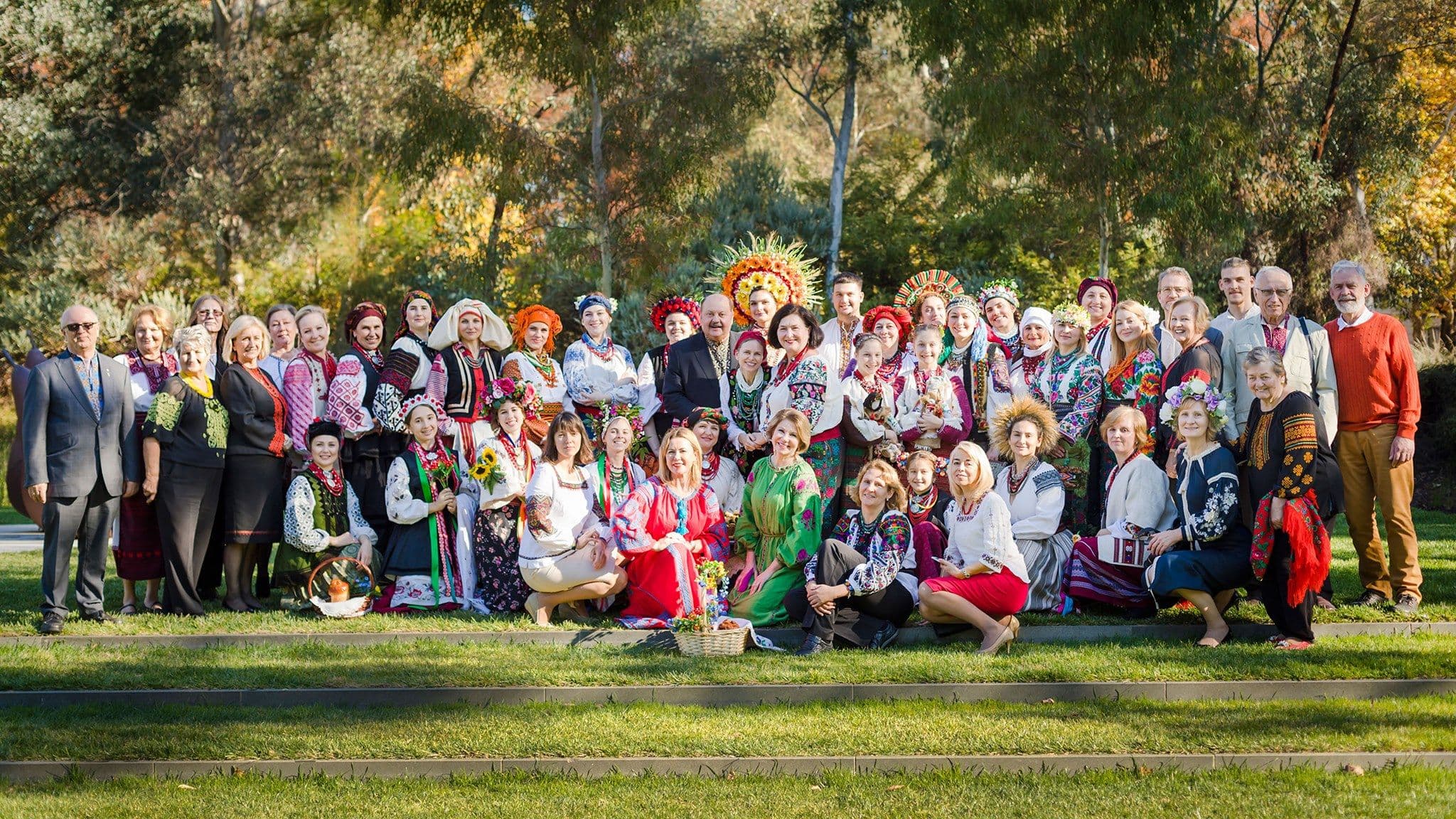 Organisers and models on the grass