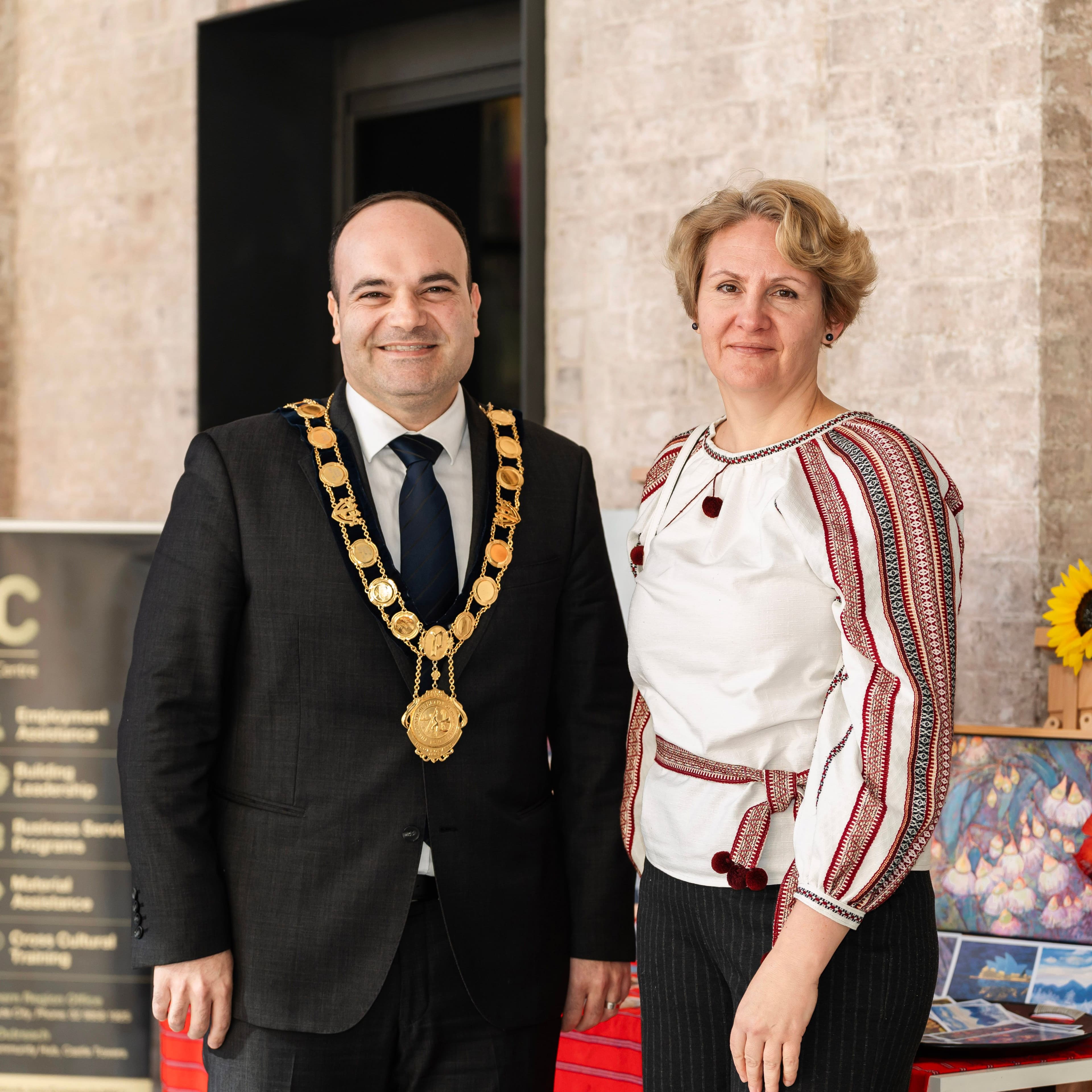Artist with Mayor of Parramatta where the exhibition was held