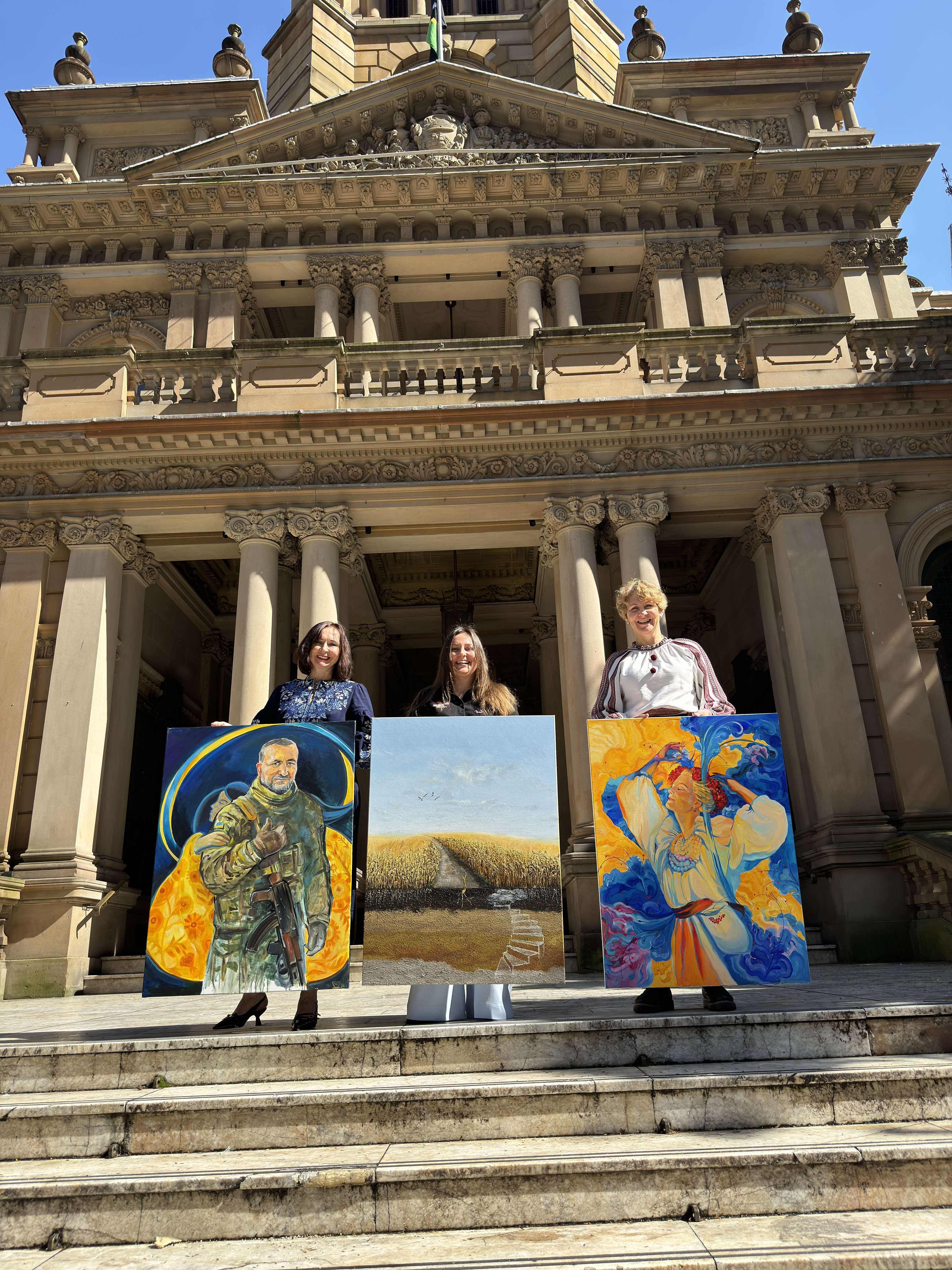 Artists on the Town Hall steps