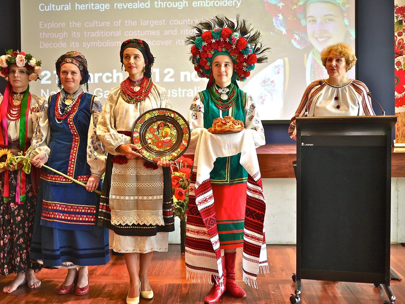 Tetiana Koldunenko on stage with models