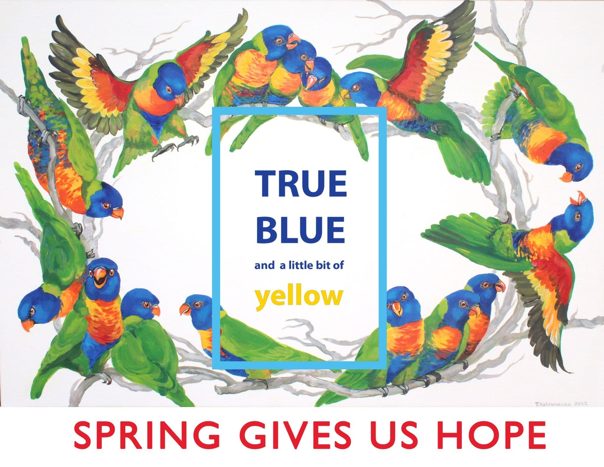 Poster with artwork by Tetiana Koldunenko lorikeets