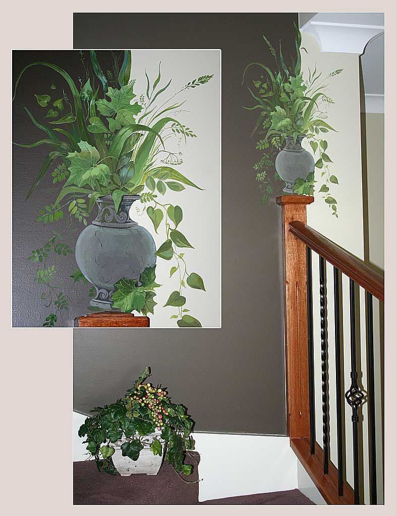 Vase that maskes the transition between dark wall and light wall