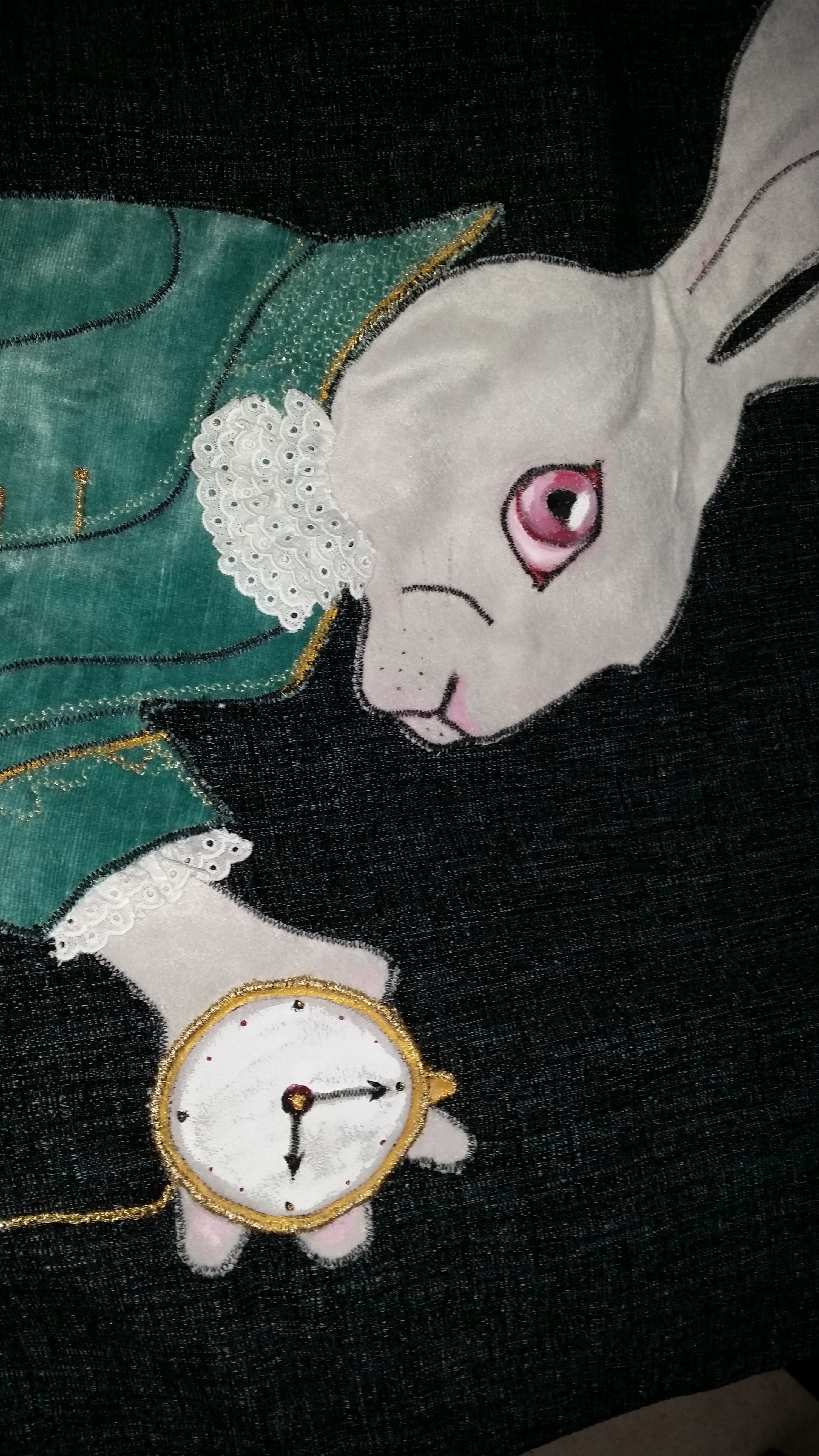 Textile and painted decor white rabbit