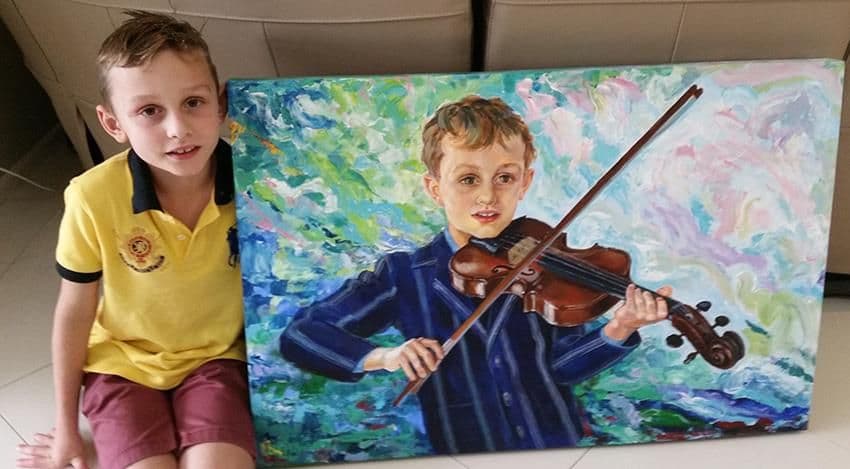 Boy and his portrait