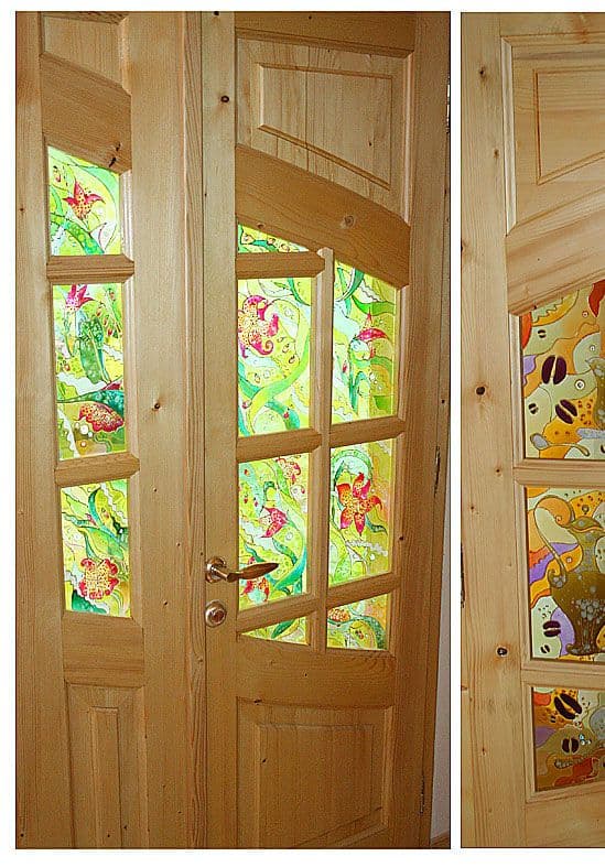 Doors with stained glass