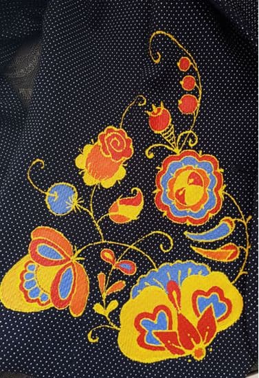 Yellow flower decor on blue background