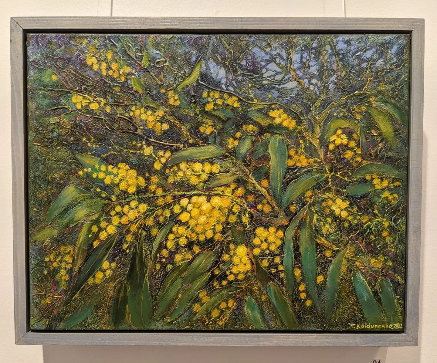 Golden wattle painting by Tetiana Koldunenko